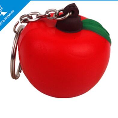 Wholesale apple shape pu stress ball keychain