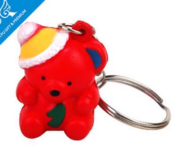 Wholesale bear shape pu stress ball keychain