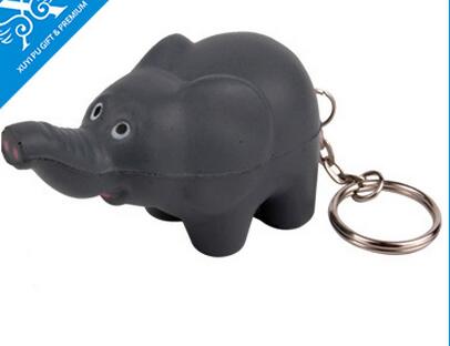 Wholesale elephant shape pu stress ball keychain