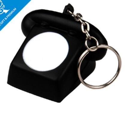 Wholesale cheap style telephone shape pu stress ball keychain