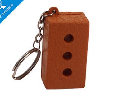 Wholesale block shape pu stress ball keychain