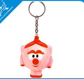 Wholesale pink color angry bird shape pu stress ball keychain