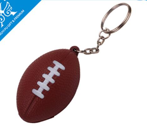 Wholesale rugby shape pu stress ball keychain