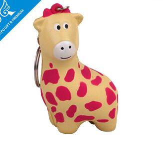 Wholesale giraffe shape pu stress ball keychain
