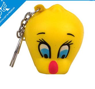 Wholesale chicken head shape pu stress ball keychain