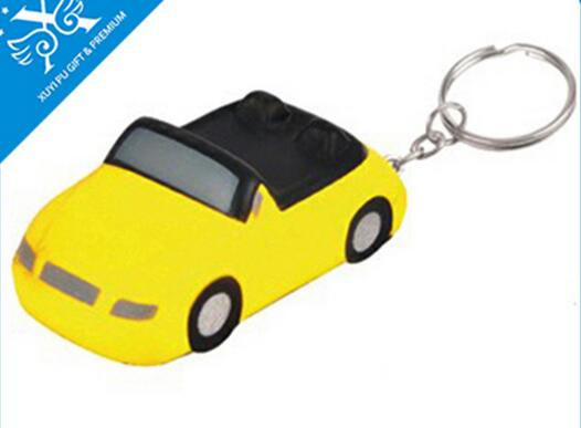 Wholesale car shape pu stress ball keychain