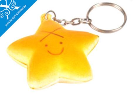 Wholesale star shape bread shape pu stress ball keychain