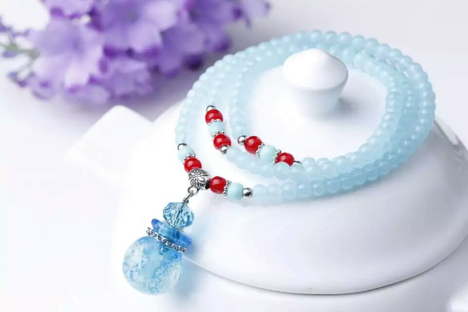 Wholesale light blue color 3 circle essencial oil diffuser bracelet