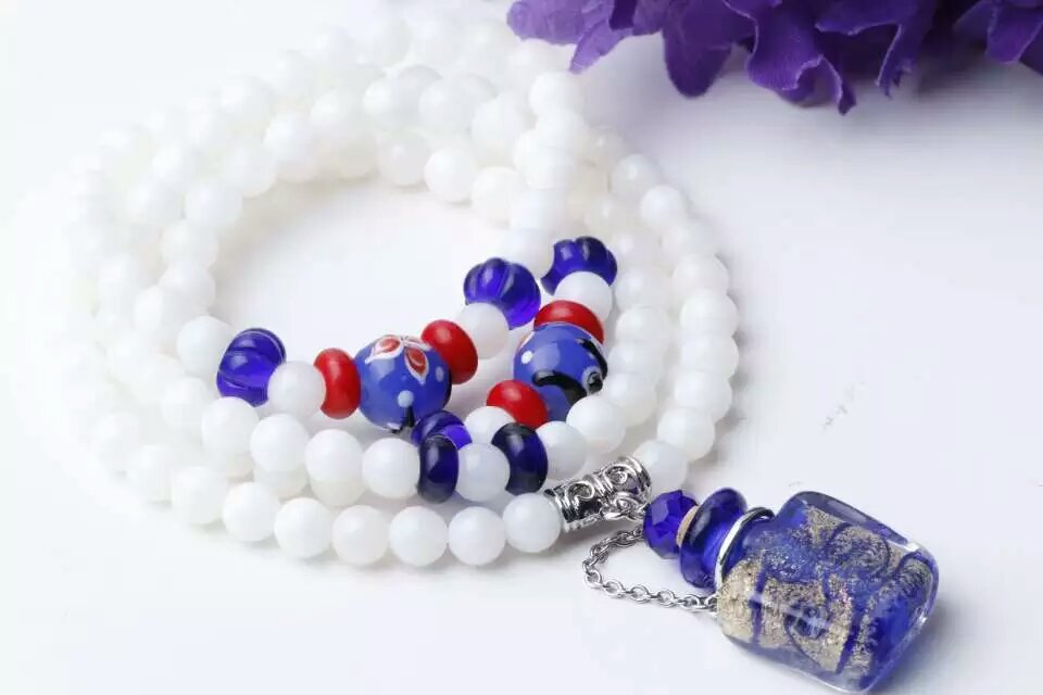 Wholesassle white color essencial oil diffuser bottle 3 circle woman bracelet