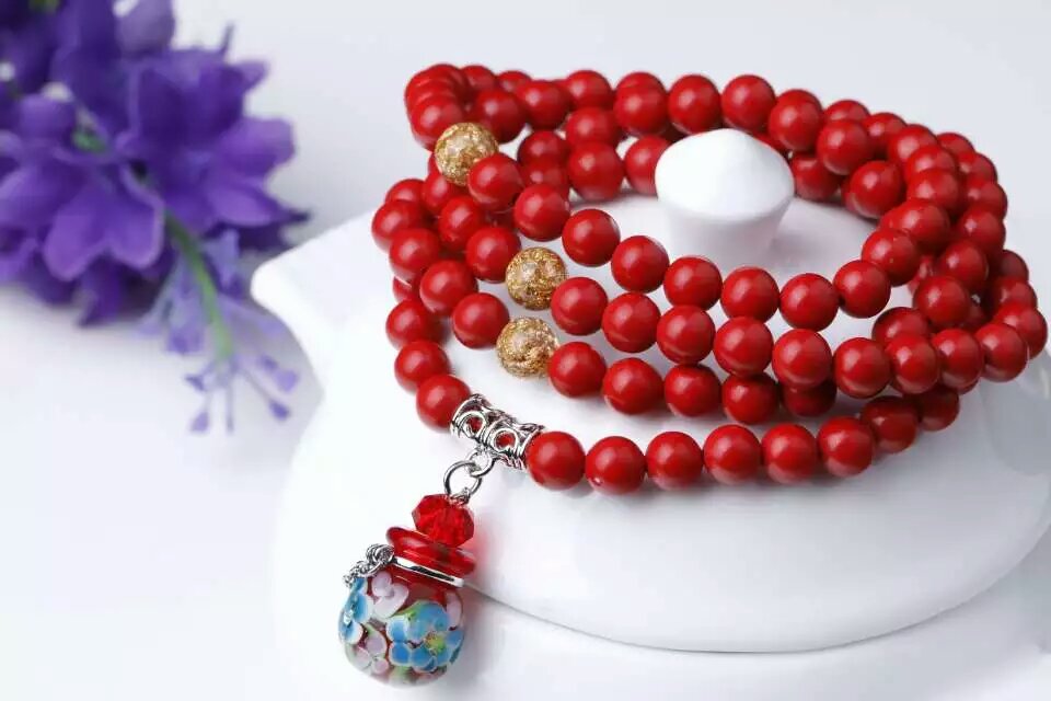 Wholesale 4 circle red color essencial oil diffuser bracelet for woman