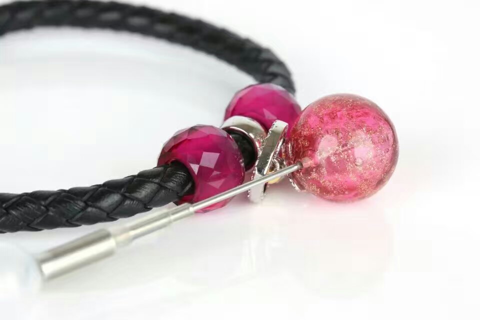 Wholesale purple color leather essencial oil bracelet
