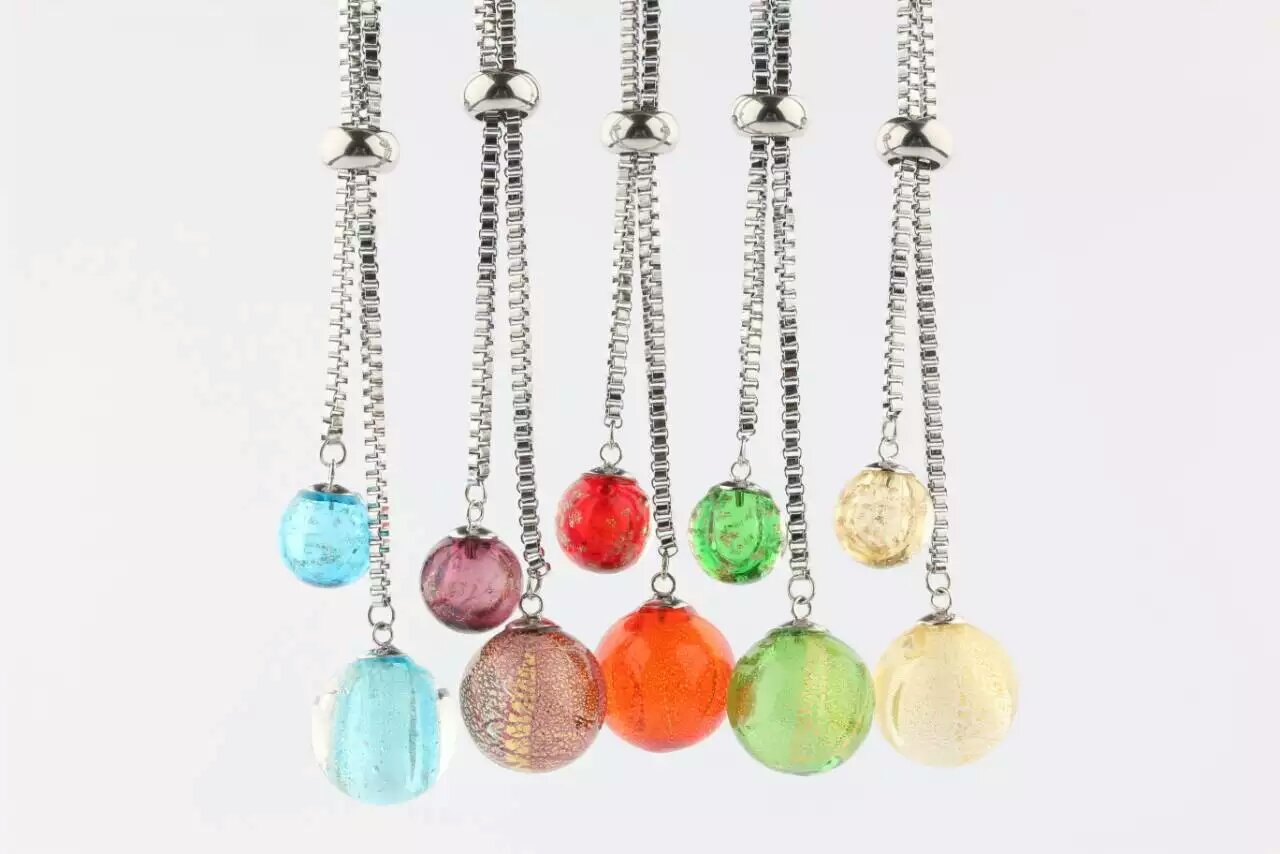 Wholesale big and small two bottle essencial oil bottle necklace