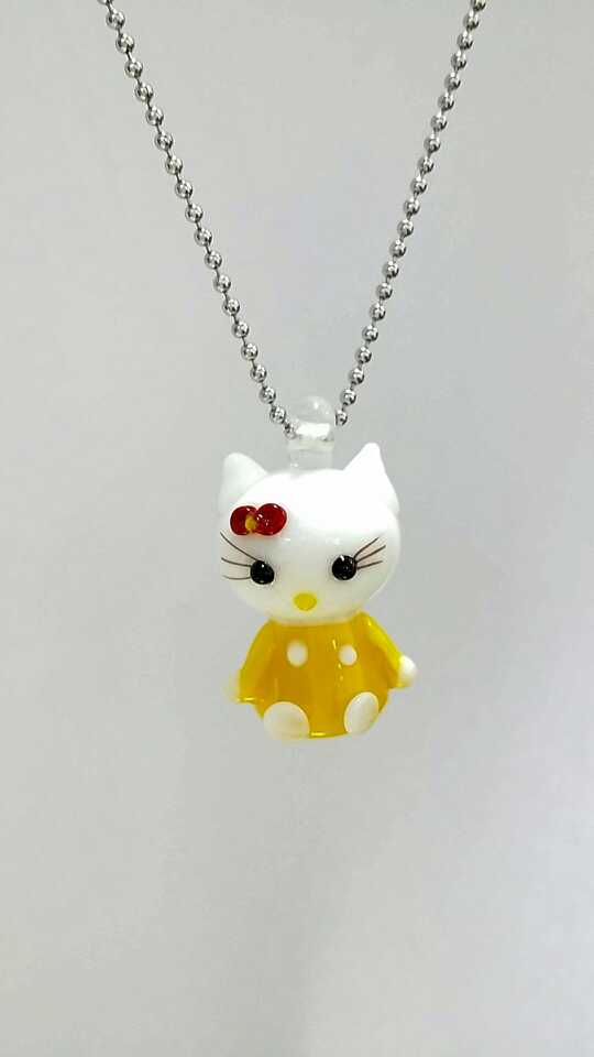 Wholesale ceramic yellow cat shape essencial oil diffuser necklace