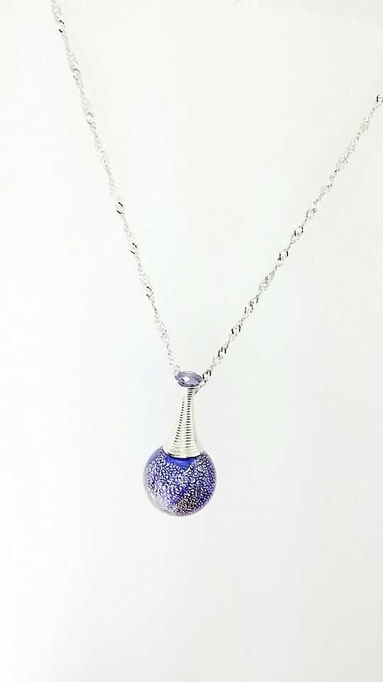Wholesale blue color wine bottle essencial oil diffuser necklace