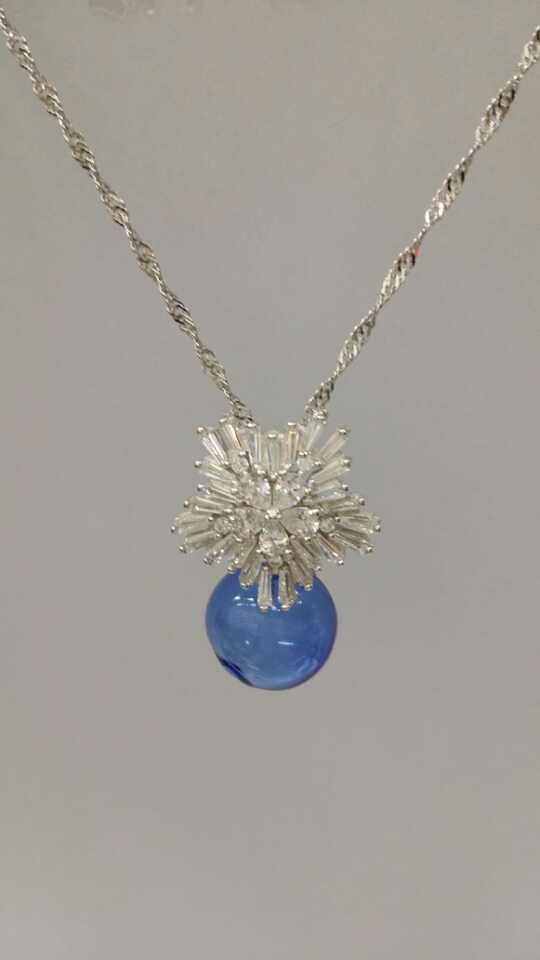 Wholesale blue color yellow color essencial oil bottle snow flower 925 silver necklace