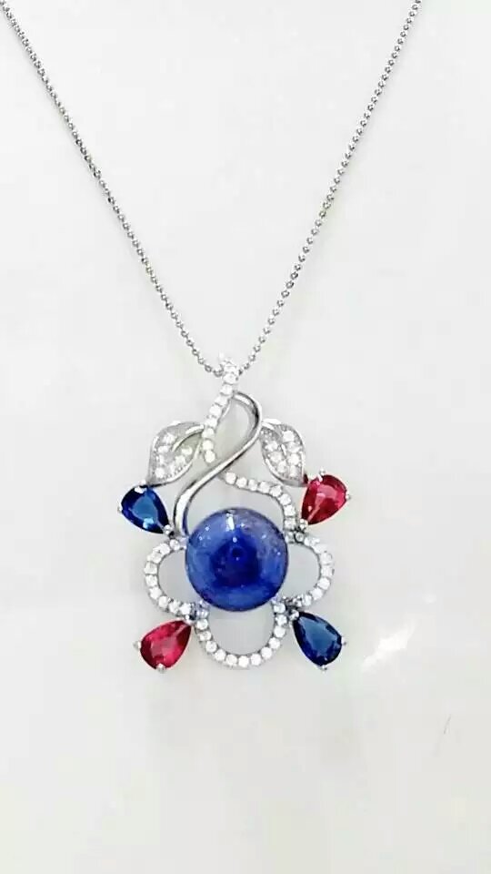 Wholesale fashonal new style flower alloy frame essencial oil blue bottle diffuser necklace