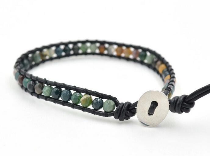 Wholesale colorful agte leather wrap bracelet