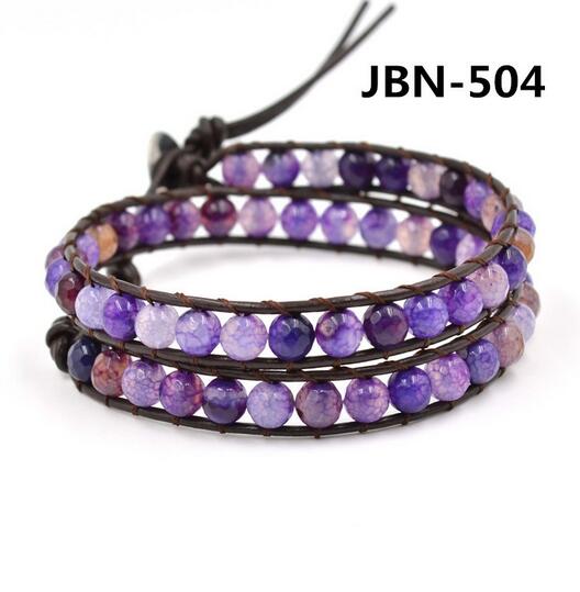Wholesale multi color carnelian wrap leather bracelet