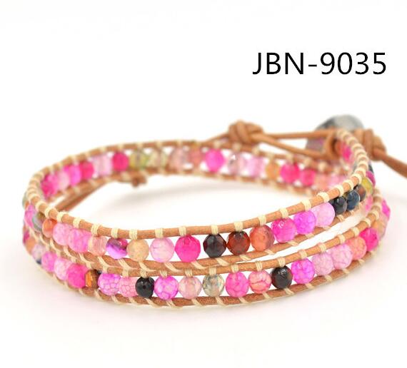 Wholesale cheap multi color carnelian wrap leather bracelet