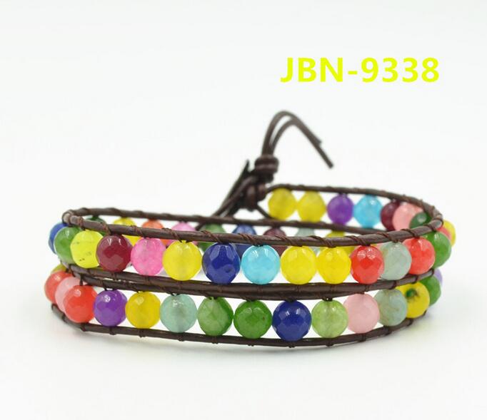 Wholesale cheap multi color carnelian mix wrap leather bracelet