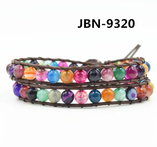 Wholesale multi stone wrap leather bracelet