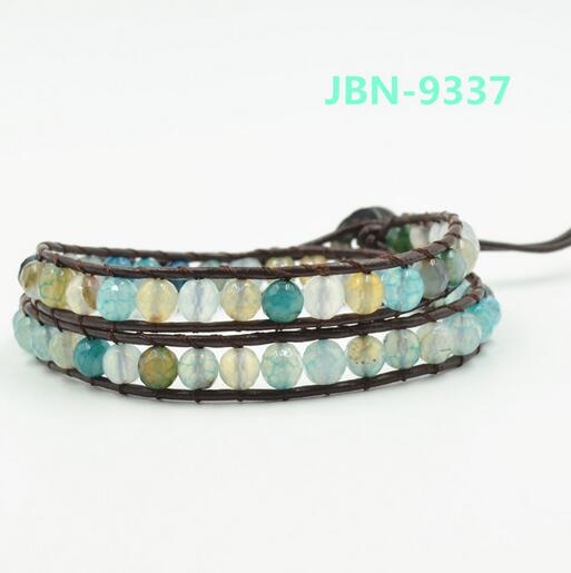 Wholesale light green color wrap leather bracelet