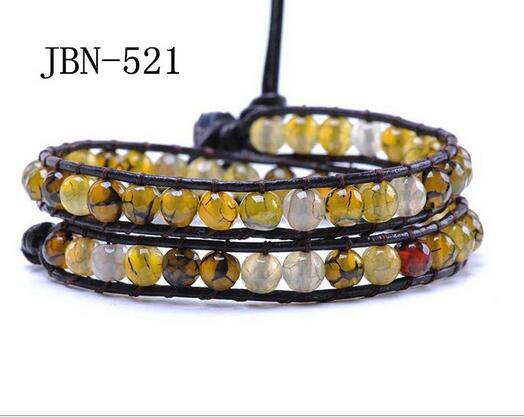 Wholesale multi color carnelian leather wrap bracelet