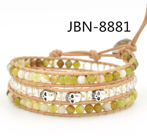 Wholesale fashional tanl color 3 wrap leather bracelet