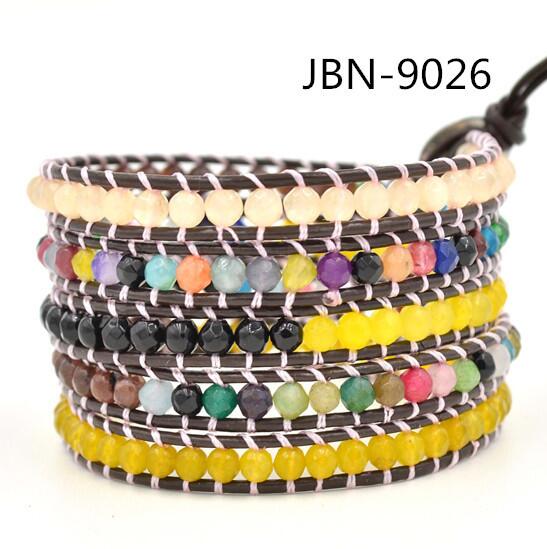 Wholesale colorful bead 5 wrap leather bracelet