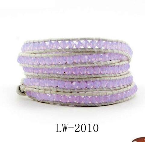 Wholesale purple color 5 wrap leather bracelet
