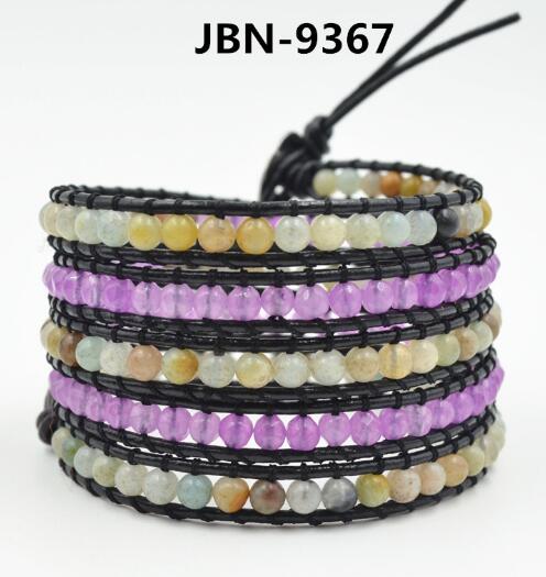 Wholesale purple carnelian  5 wrap leather bracelet