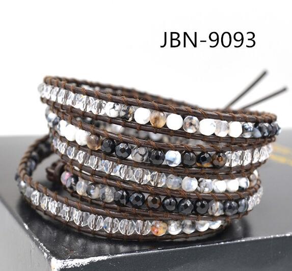 Wholesale white color crystal 5 wrap leather bracelet