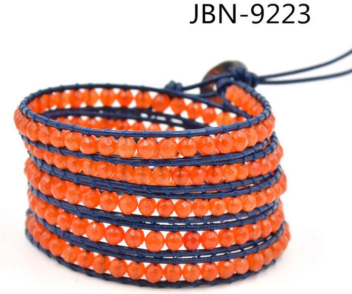 Wholesale red color 5 wrap leather bracelet