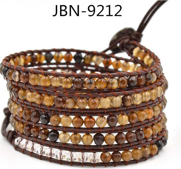 Wholesale orange color 5 wrap leather bracelet