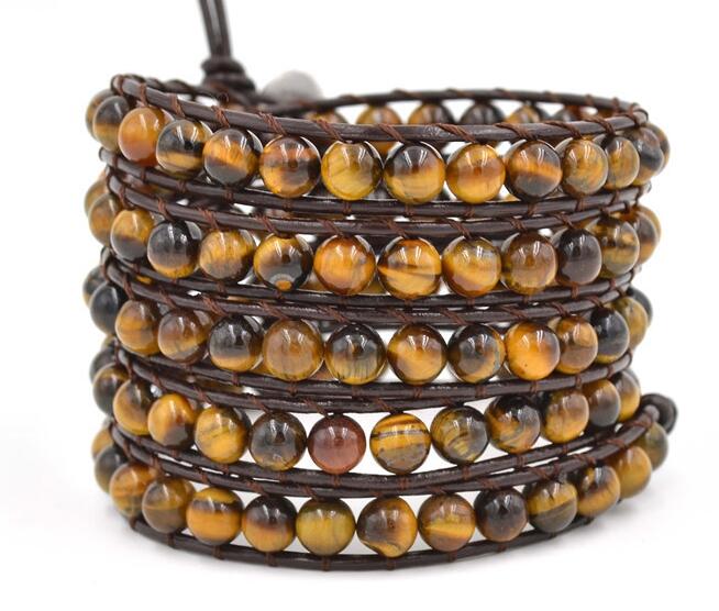 Wholesale brown color 5 wrap leather bracelet