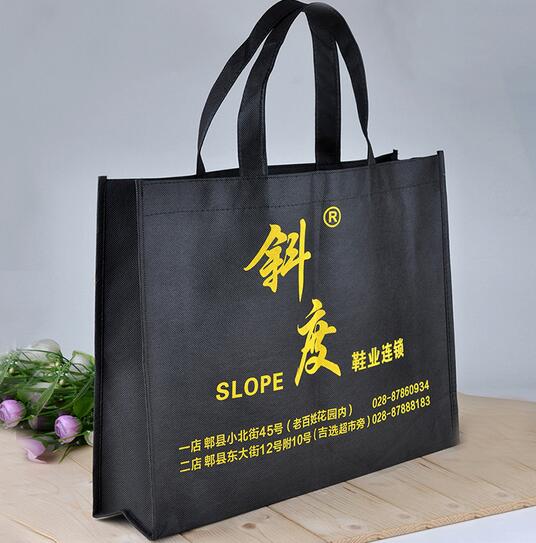 Wholesale black color non woven bag with handle