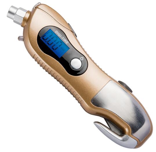 Wholesale 5 in 1 function with led light and hammer tire pressure gauge