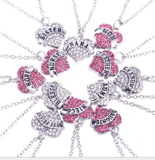 Wholesale niece aunt mom sister daughter teacher heart shape necklace