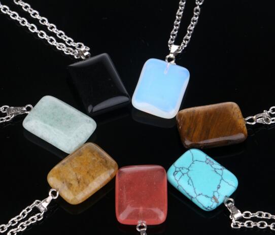 Wholesale square shape turquoise nature stone necklace