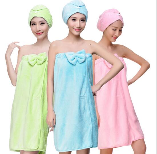 Good quality coral fleece woman bathrobe with hood or cap