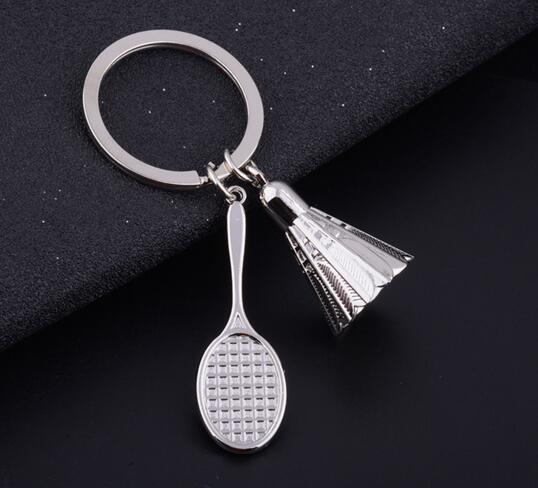 Promotional cheap battledore shape zinc alloy keychain