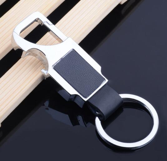 Good quality with circle leather metal keychain for car