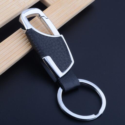 Cheap style wtih carabiner and circle metal leather keychain