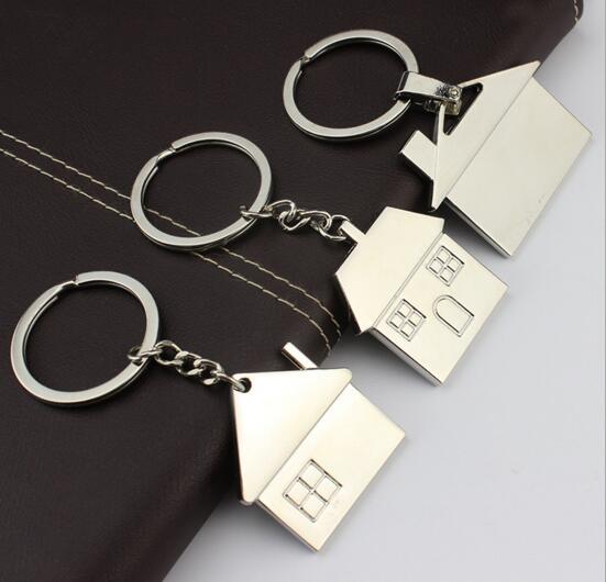 Wholesale house shape metal keychain