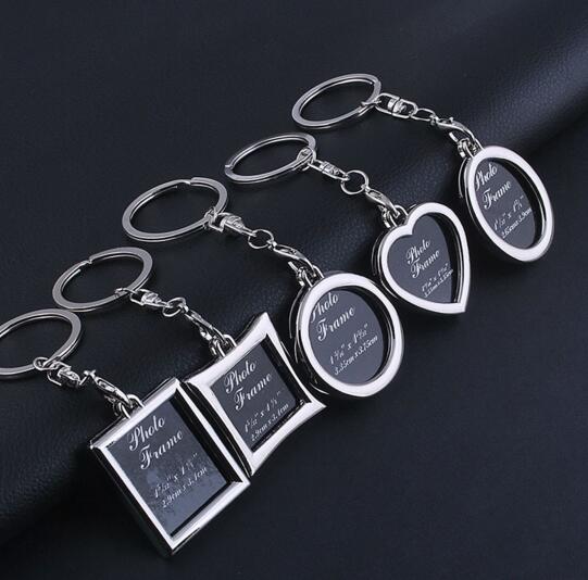 Wholesale heart and round shape photo keychain