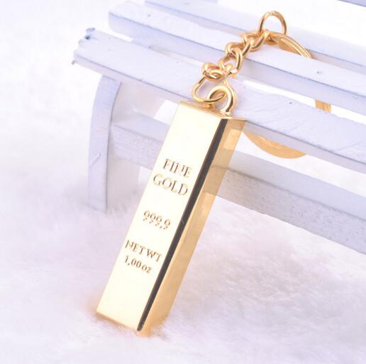 Wholesale gold color rectangle shape gold keychain