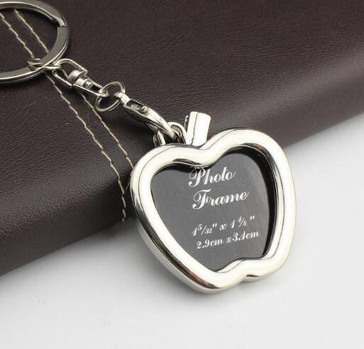 Wholesale apple shape photo metal keychain