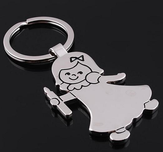Good quality girl shape metal keychain for girl or woman gift
