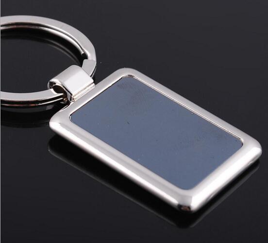 Good quality customized logo rectangle shape with leather keychain