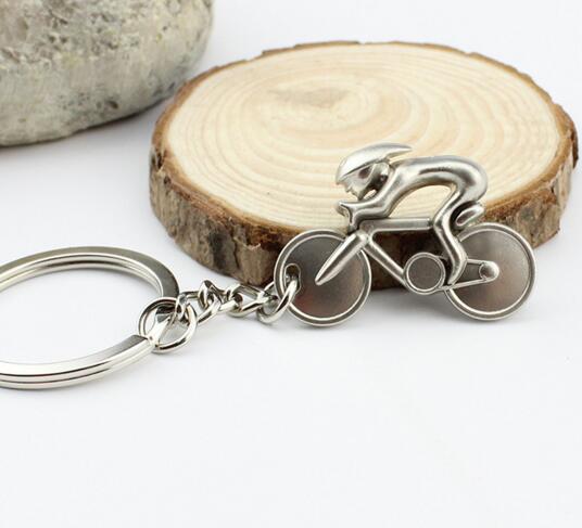 Good quality Riding bike shape metal keychain